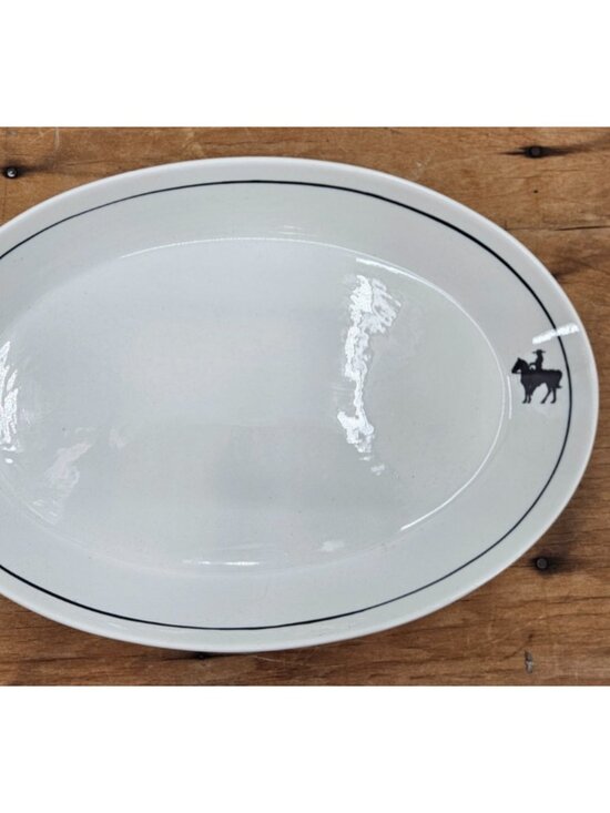 HF Coors Alox Other - VTG Alox HF Coors Cowboy Horse White Platter Restaurant Ware 12.5"